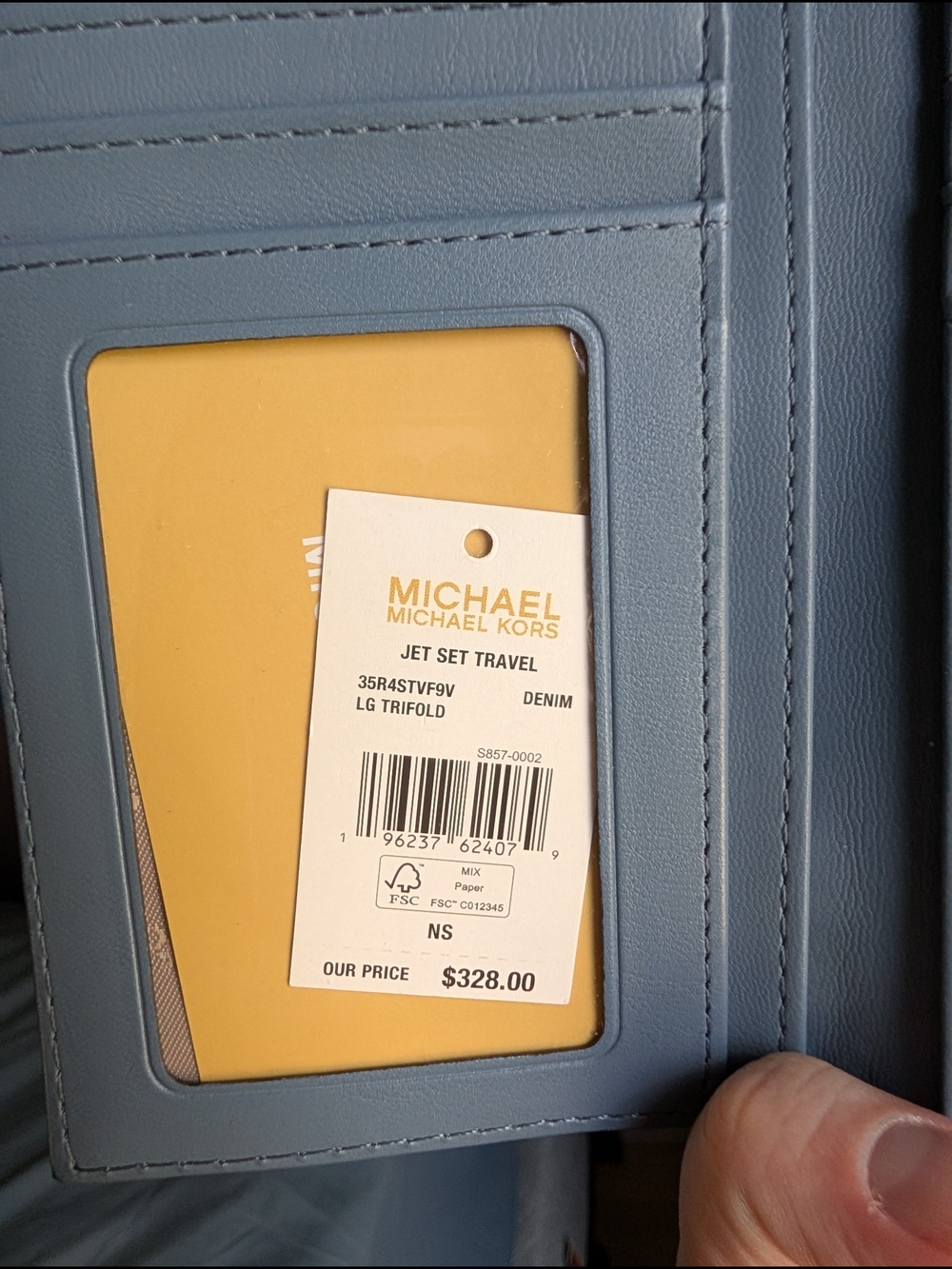 Michael Kors Jet Set Travel Large Trifold Wallet - Denim Blue (NWT) - Picture 8 of 8
